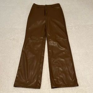 Long Brown Pleather Pants